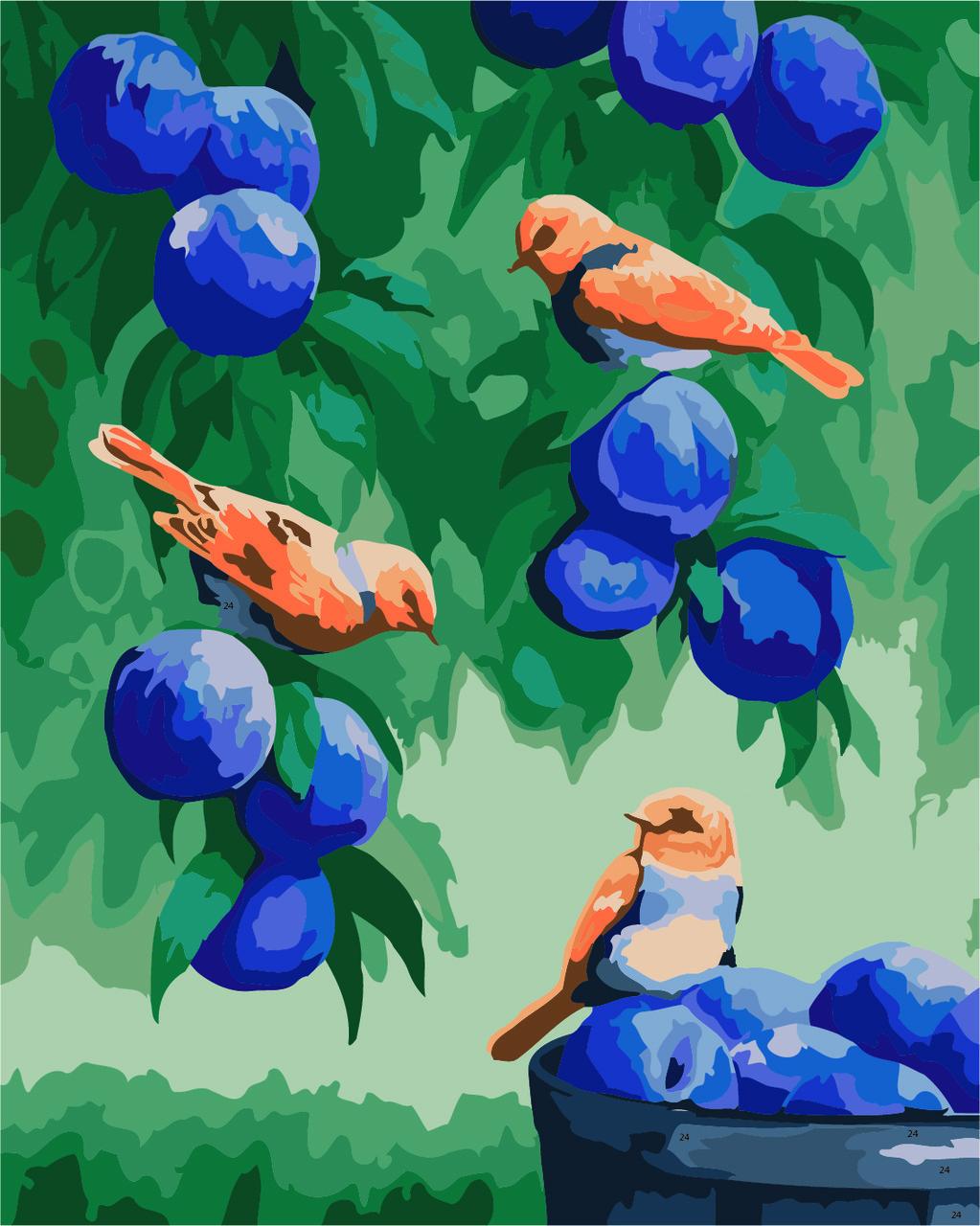 Картина по номерам Идейка Дрозды и персики 30x40 см (skl-КНО2429)