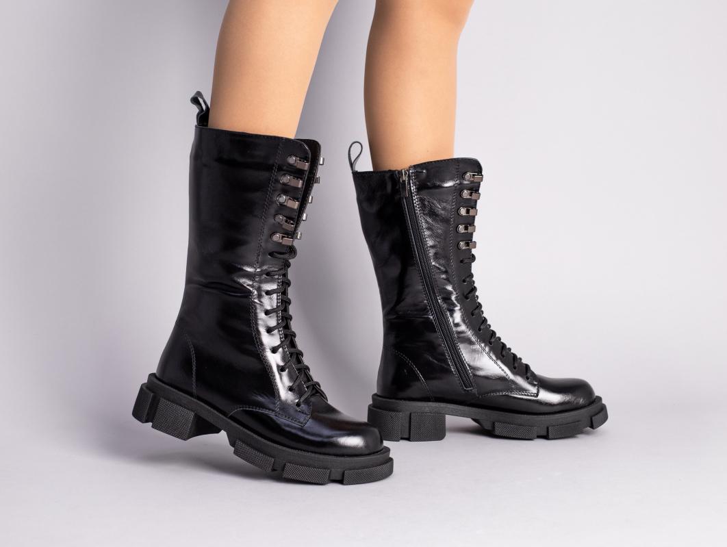 Сапоги женские кожа наплак зимние р. 36 Черный (5547е/36)