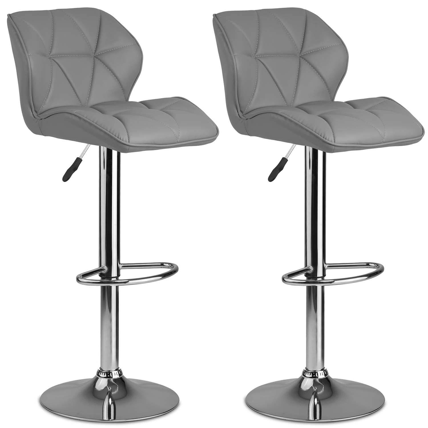 Комплект барних стільців Castel зі cпинкою екошкіра 2 шт. Сірий (260101-2)