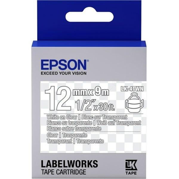 Картридж с лентой EPSON Tape LK4TWN Прозрачный с белым (C53S654013)