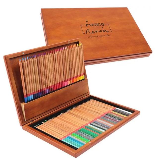 Набор карандашей цветных Marco Renoir в деревянном пенале 72 шт. (3100-72WB)