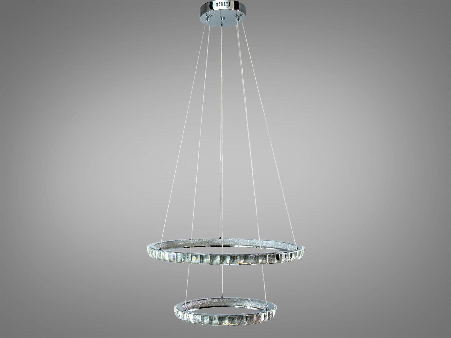 Люстра подвесная LED два кольца 82 Вт Хром (66081/600+400CH)