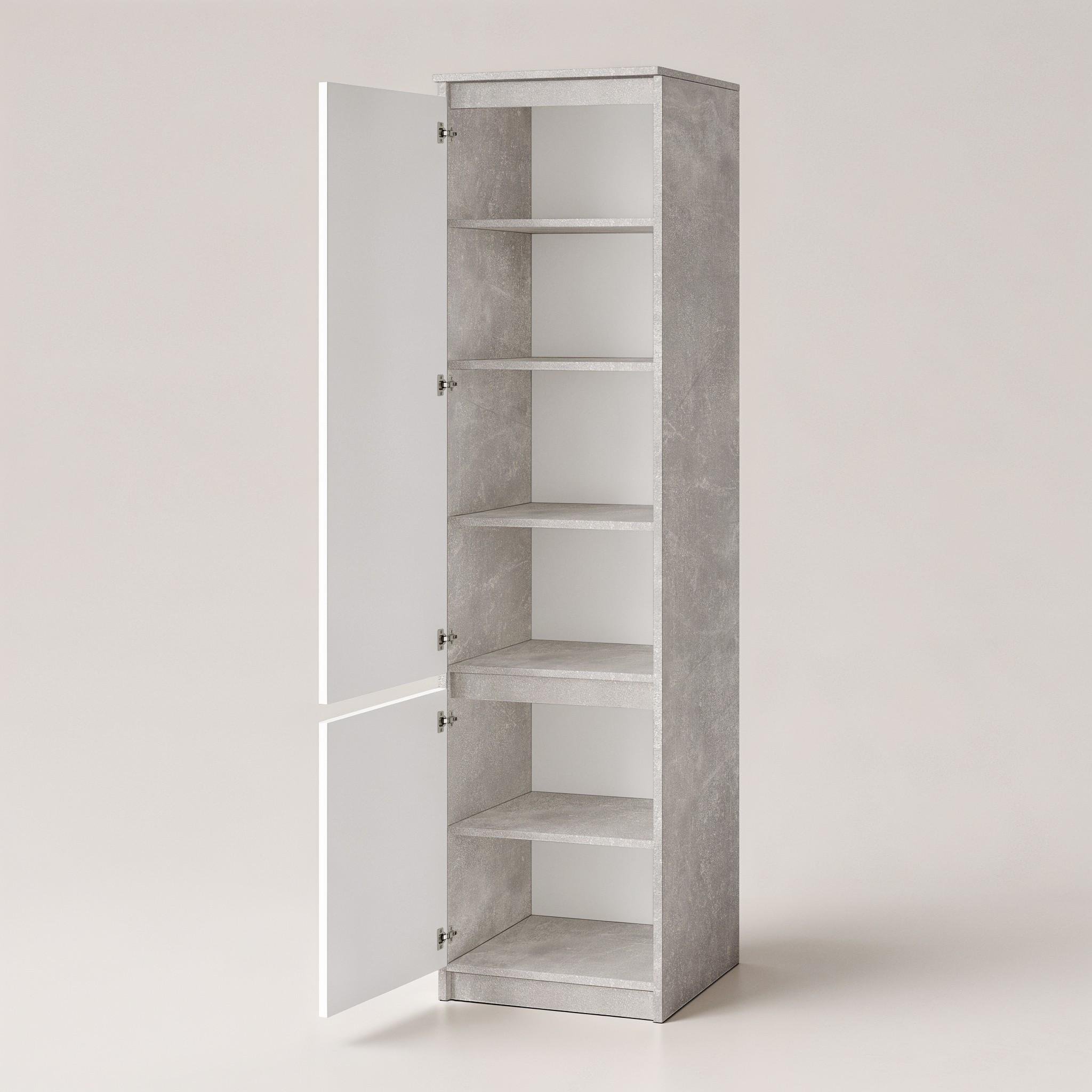 Шафа-пенал з полицями T-217 500х498х2117 мм Бетон/Білий - фото 2 Шафа-пенал з полицями T-217 500х498х2117 мм Бетон/Білий - фото 2