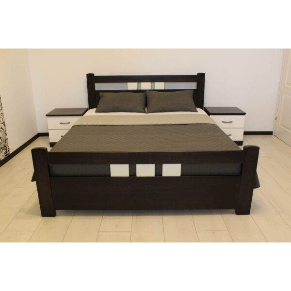 Кровать классическая двуспальная ДрімКО Геракл из массива бука покрытие лак 160х200 см Венге (30127)