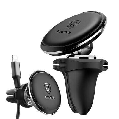 Автотримач для телефону BASEUS Magnetic Phone with Cable Clip Air Vent Version Cluster Black (Т-131)