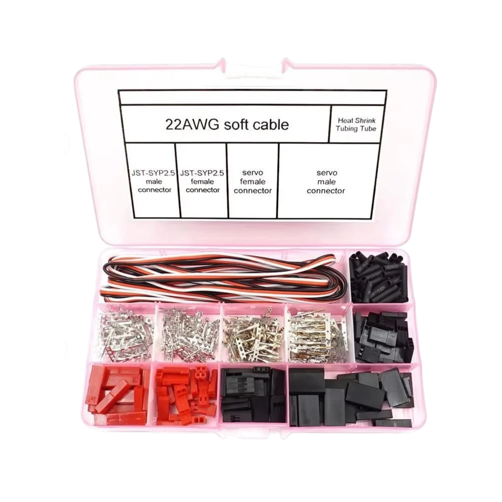 Набор разъема коннектор JST SYP 2,54 мм/Servo/кабель 22AWG 3 м 320 элементов Futaba/Hitec/Spektrum в кейсе (1605) Набор разъема коннектор JST SYP 2,54 мм/Servo/кабель 22AWG 3 м 320 элементов Futaba/Hitec/Spektrum в кейсе (1605)