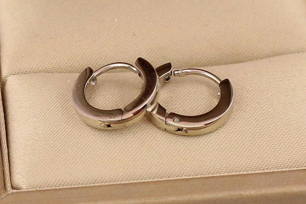 Серьги кольца Хuping Jewelry Гладкие 1,4 см Серебристый (1752625042)