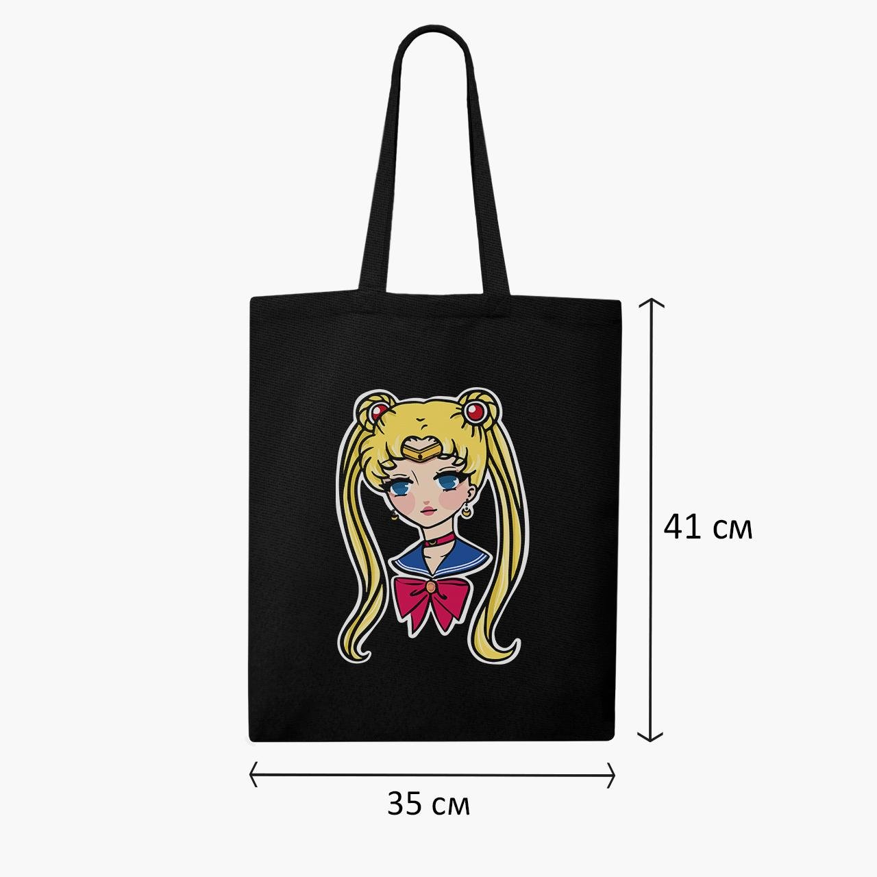 Еко сумка шоппер Sailor Moon 41x35 см Чорний (9227-2926-BK) - фото 3