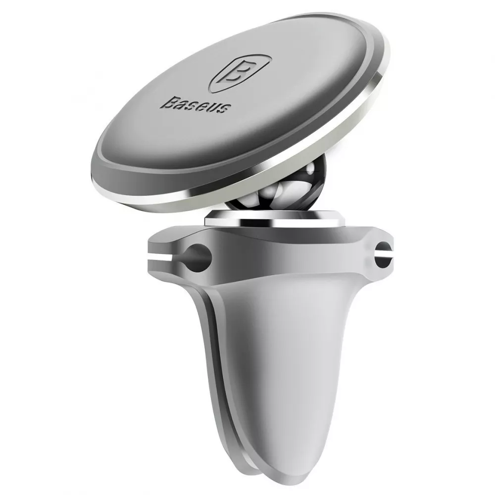 Автодержатель для мобильных магнитный на дефлектор Baseus Air Vent Car Mount Silver с клипсой для кабеля (SUGX020012)