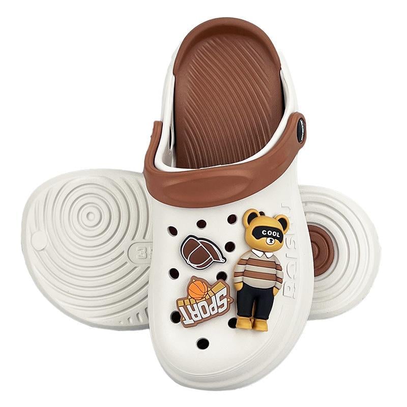 Кроксы женские с джибитсами 90753-2 p. 38 24-24,5 см Белый с коричневым