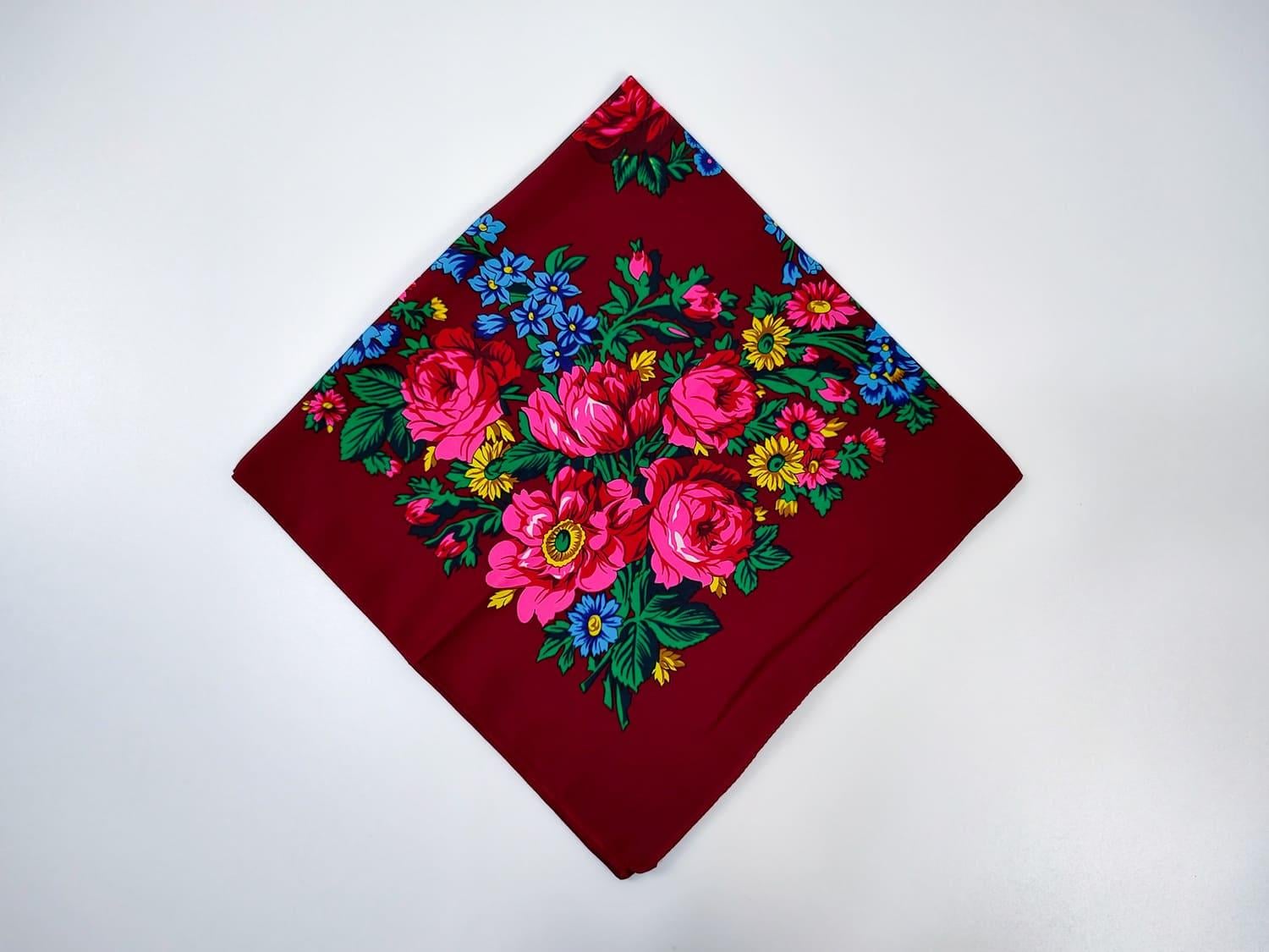 Платок Легкая классика 80x80 см Бордовый (ХустM270)