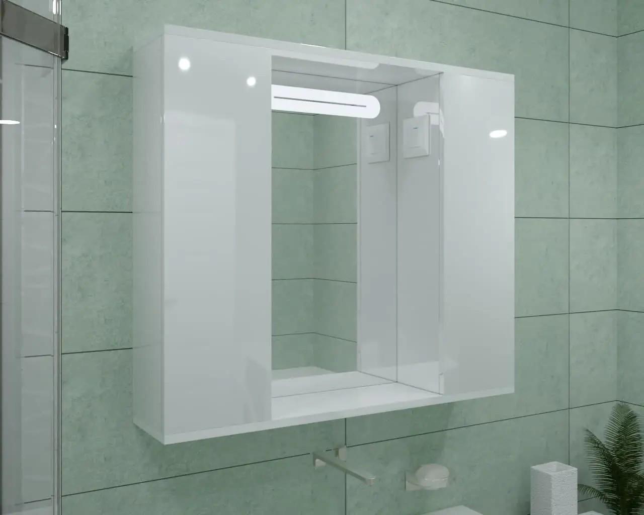 Зеркальный шкаф ШК24 с LED подсветкой выключателем и розеткой 800х700х160 мм - фото 3 Зеркальный шкаф ШК24 с LED подсветкой выключателем и розеткой 800х700х160 мм - фото 3