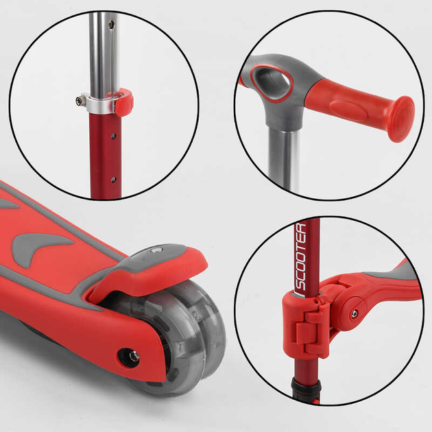 Самокат трехколесный Best Scooter Т-06188/4 складной алюминиевый руль/4 колеса PU со светом d 12 см (25281775) - фото 6 Самокат трехколесный Best Scooter Т-06188/4 складной алюминиевый руль/4 колеса PU со светом d 12 см (25281775) - фото 6