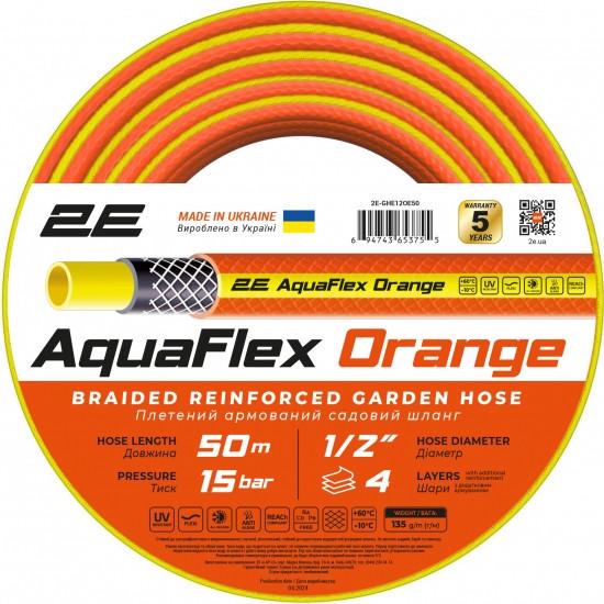 Шланг для полива садовый 2Е AquaFlex 1/2" 50 м 4 слоя Orange (2E-GHE12OE50) - фото 1 Шланг для полива садовый 2Е AquaFlex 1/2" 50 м 4 слоя Orange (2E-GHE12OE50) - фото 1