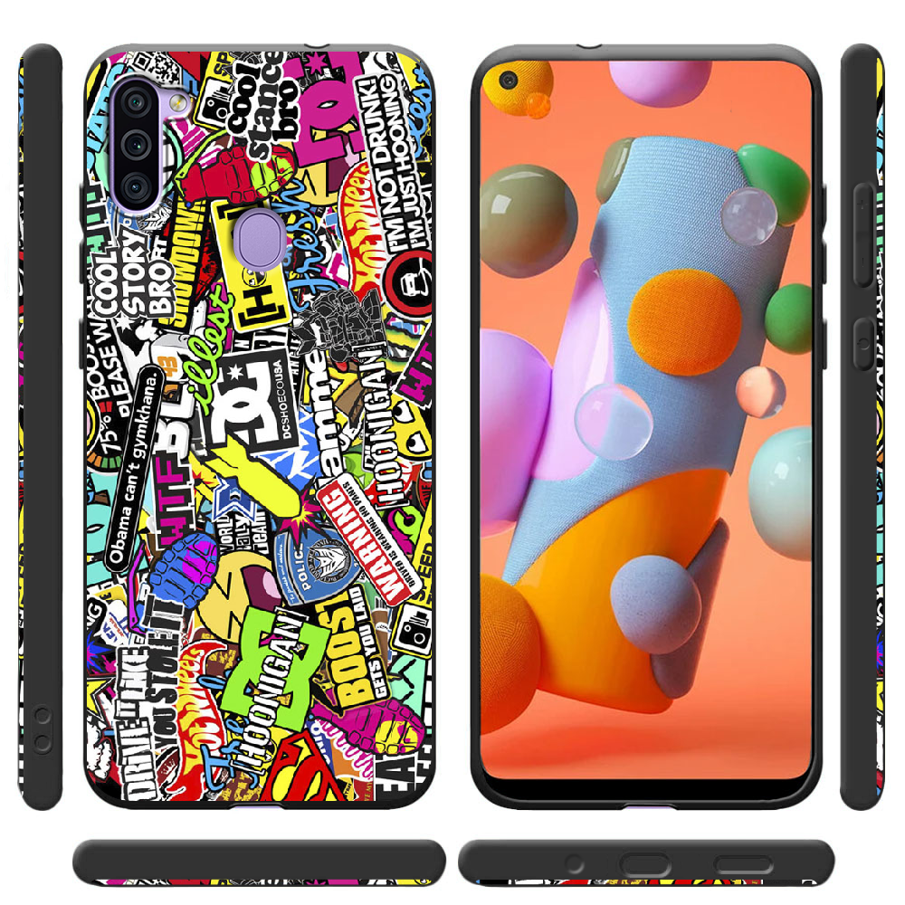 Чехол Boxface Samsung A115 Galaxy A11 Multicolored Inscriptions Черный силикон (39628-up880-40216) - фото 2