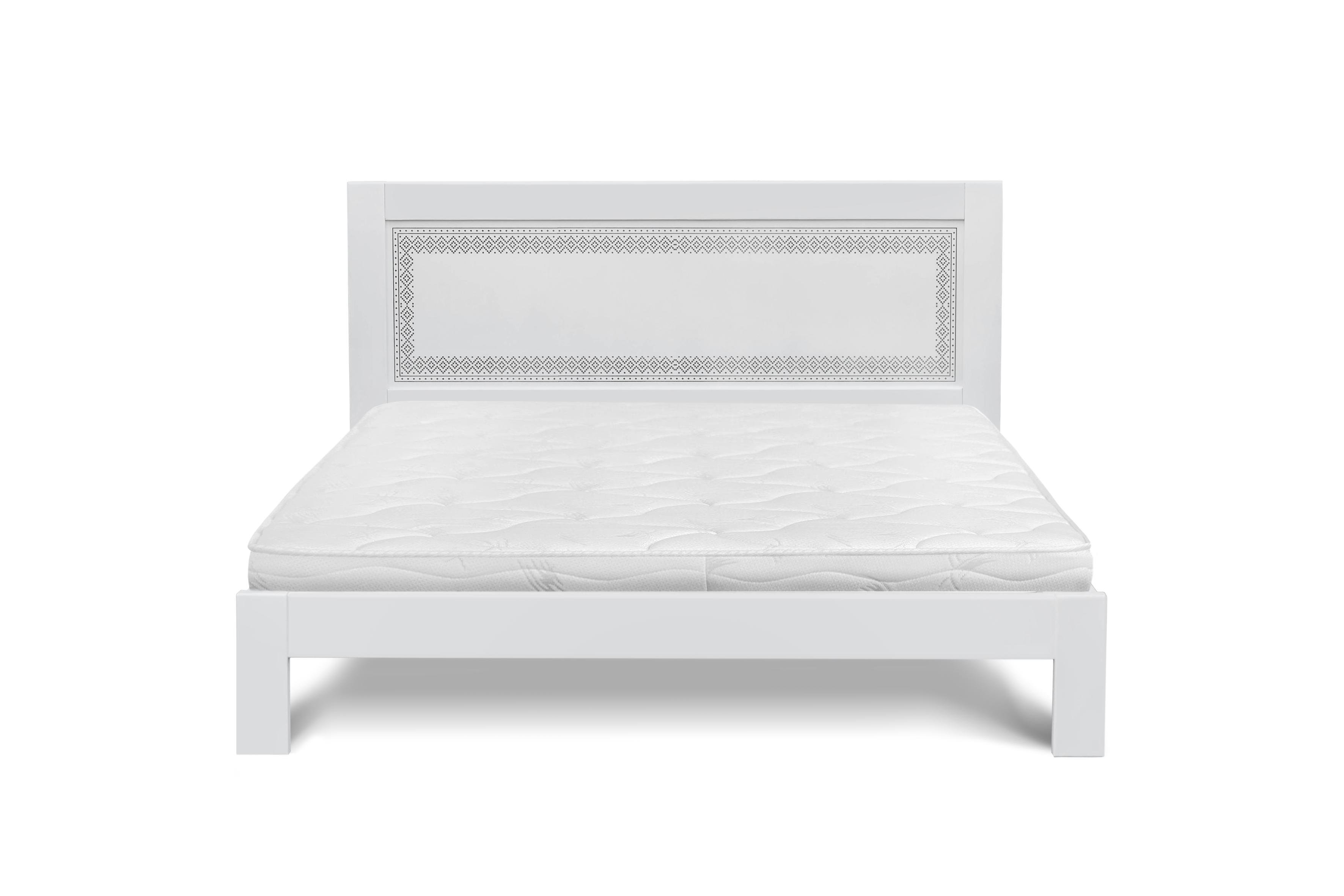 Кровать классическая двуспальная Микс Мебель Пандора с основанием 160х200 см Белый/Серебряная патина (А0055190)