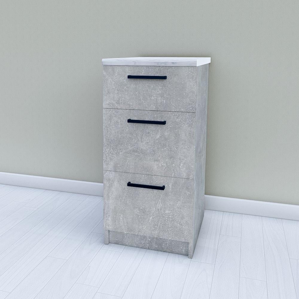 Модуль для кухни нижний 3 выдвижных ящика без столешницы 400 мм Бетон (М25а)