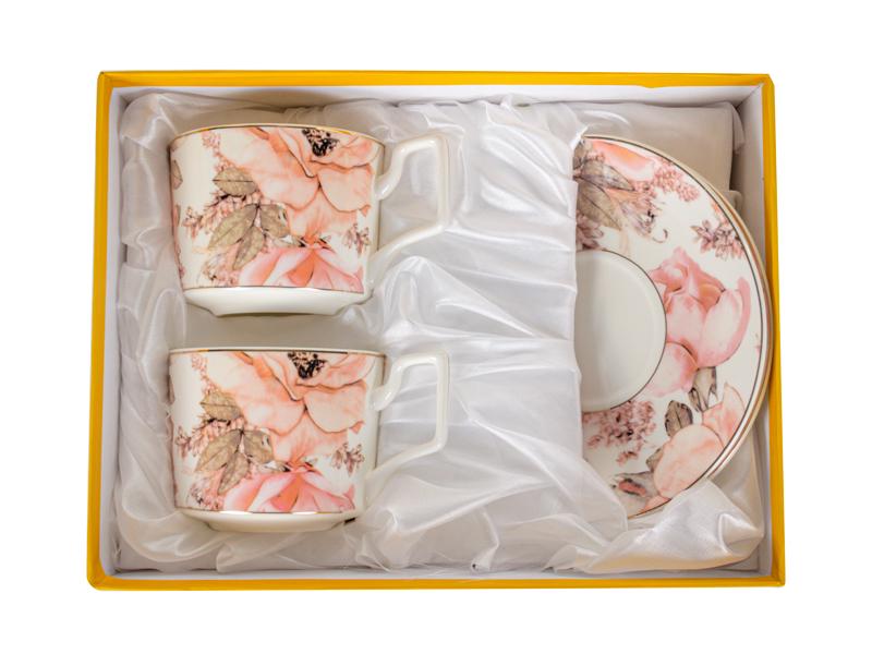 Набір чайних чашок Lefard Осінні квіти порцелянових з блюдцем на 2 персони 200 мл (975-063) - фото 2 Набір чайних чашок Lefard Осінні квіти порцелянових з блюдцем на 2 персони 200 мл (975-063) - фото 2