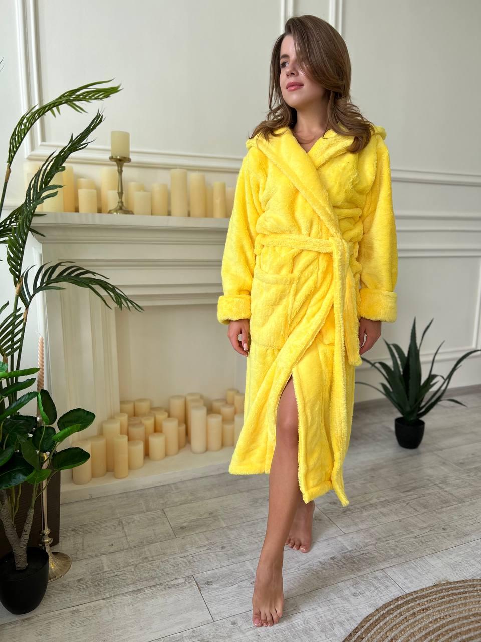 Халат жіночий махровий XL Жовтий (22936657) - фото 4 Халат жіночий махровий XL Жовтий (22936657) - фото 4