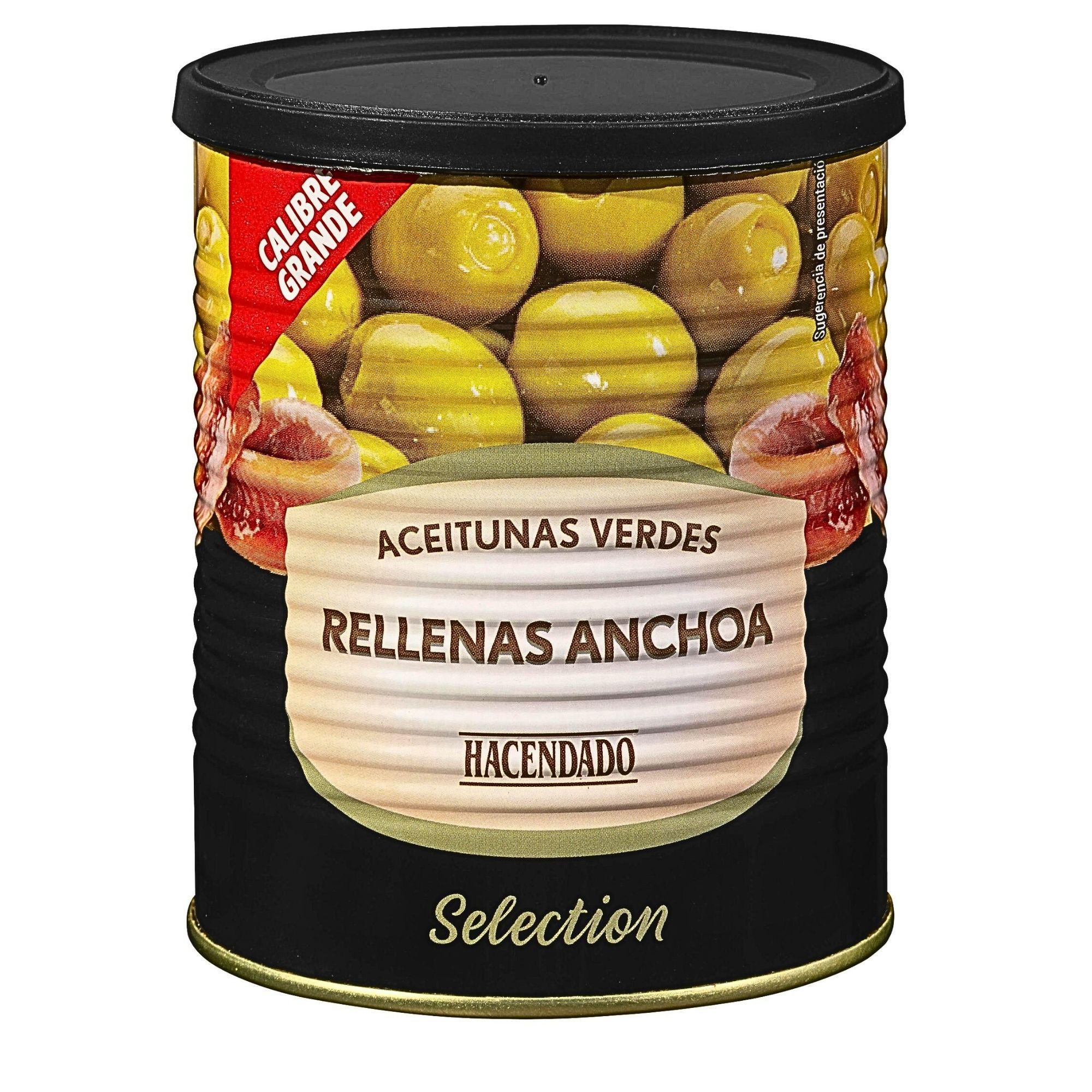 Оливки зелені фаршировані анчоусами 830 г