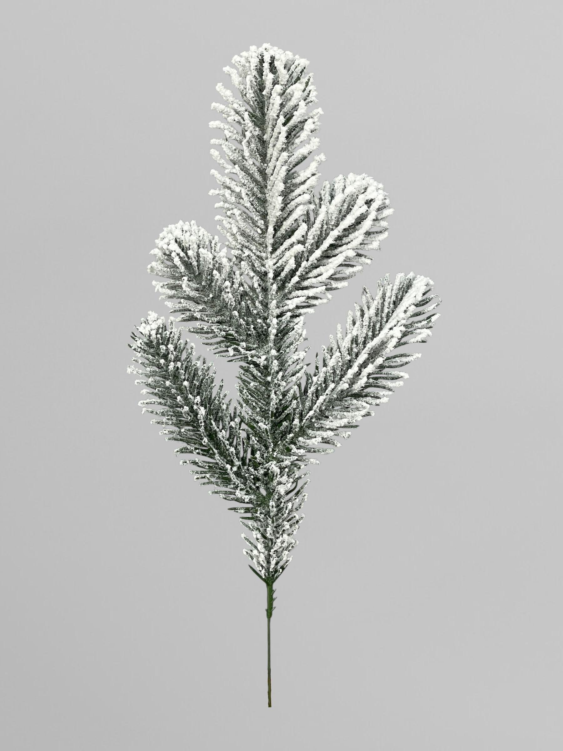 Искусственная литая хвойная ветка заснеженная 32 см Зеленый (Н03010)