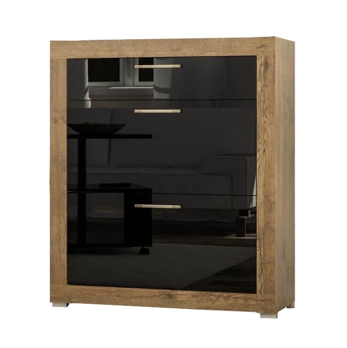 Тумба для хранения обуви Мебель Сервис Парма 2Д1Ш 900x350x1051 ДСП цвет дуб април/черный