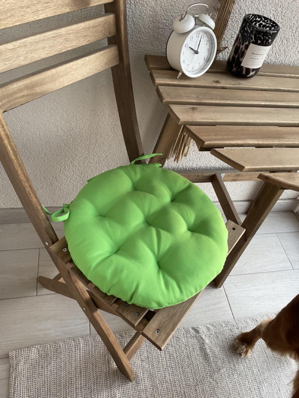 Подушка на стілець кругла Кедр на Лівані Color з зав'язками 40x40х5 см Салатовий - фото 1