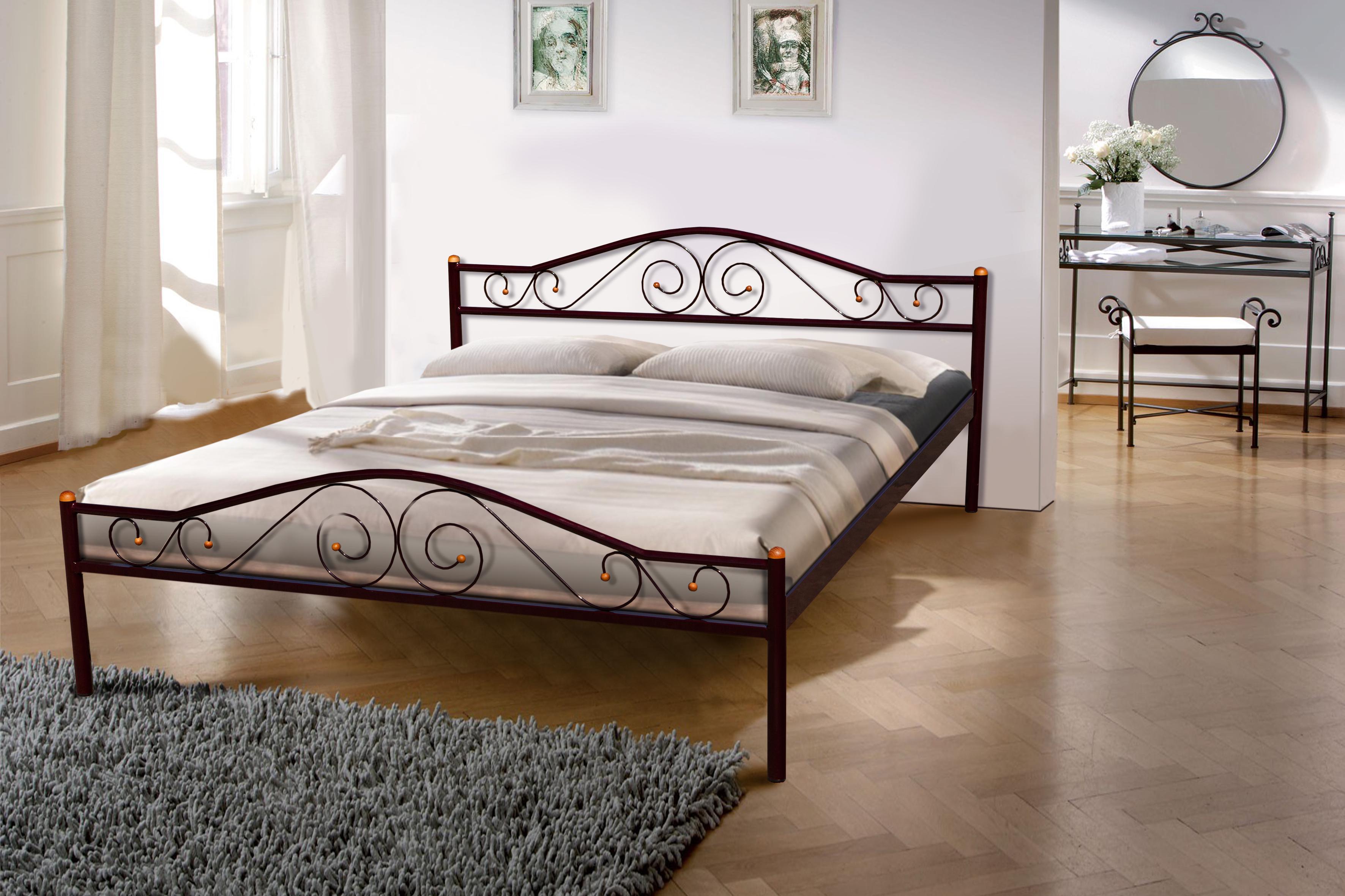 Кровать двуспальная Мікс Меблі Респект с основанием 160х200 см Бордовый