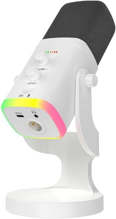 Микрофон YU8 динамический игровой для ПК USB/XLR с шумоподавлением и RGB игровых консолей и смарт-устройств стриминга