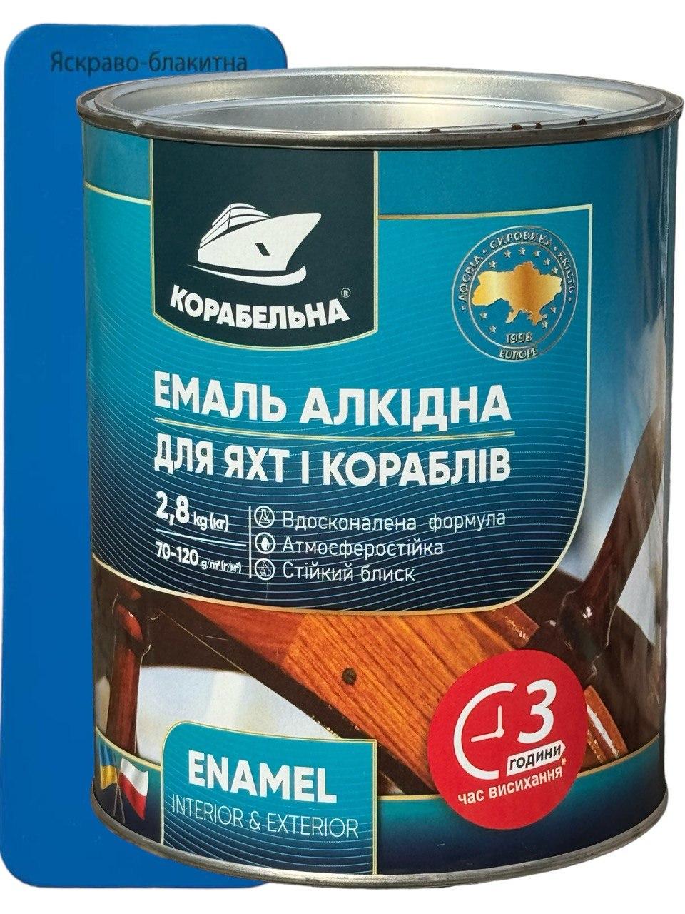 Емаль алкідна КОРАБЕЛЬНА ПФ-115 2,8 кг Яскраво-блакитний (358274402)