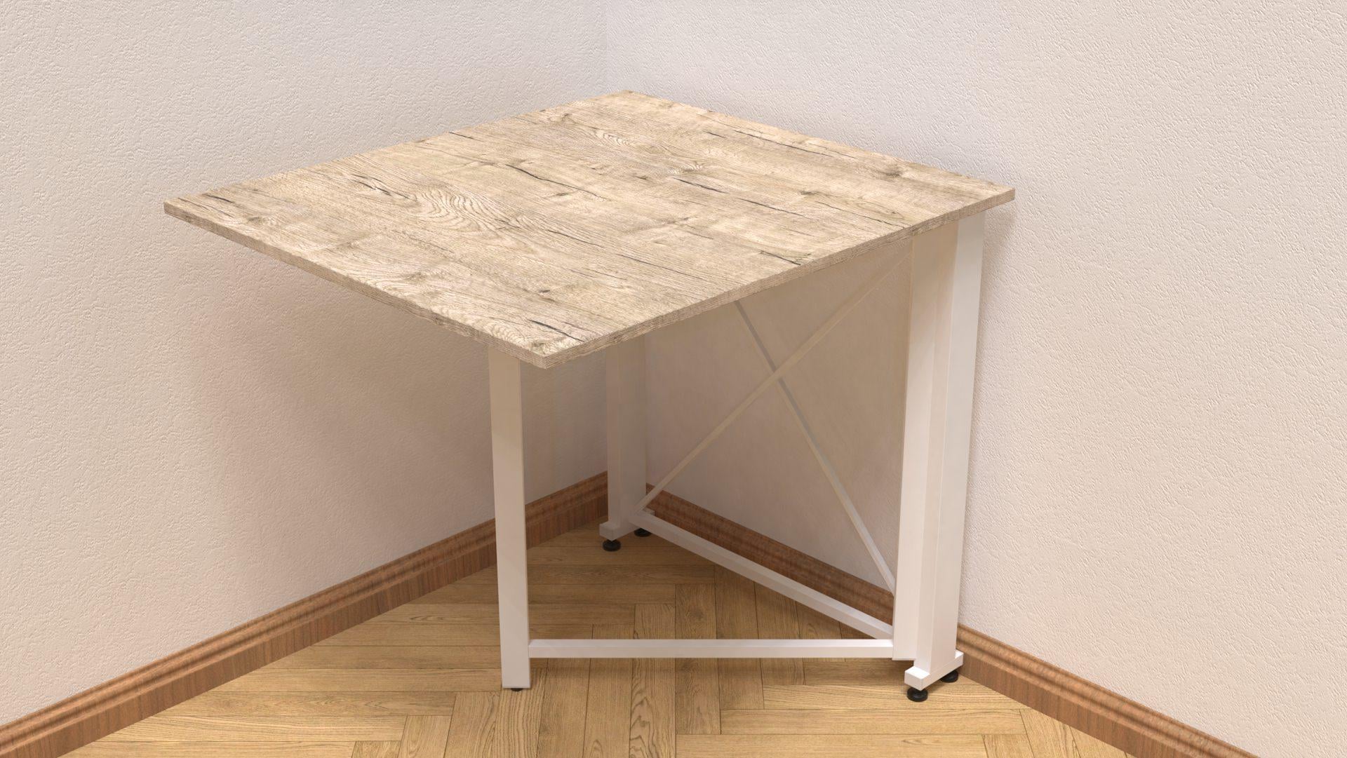 Стол-книжка трансформер Орион 1 Ferrum-decor 750x810x730 см металл Белый/ДСП Дуб Шервуд (ORI109)