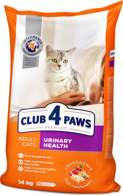 Сухий корм Клуб 4 Лапи повнораціонний для дорослих кішок підтримка здоров'я сечовипускальної системи 14 кг