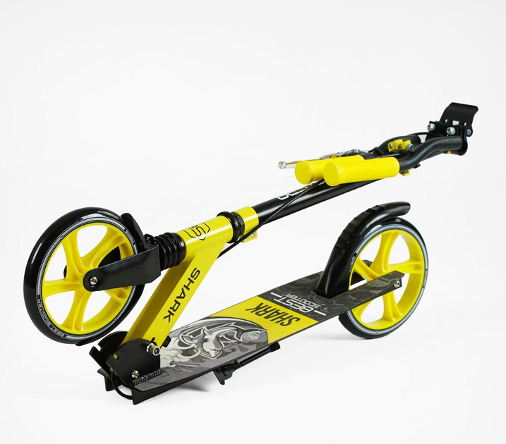 Самокат двоколісний Best Scooter SH-10865/4 SHARK з ручним гальмом/затискач керма/один амортизатор/в коробці/колеса PU 20 см (24996080) - фото 3