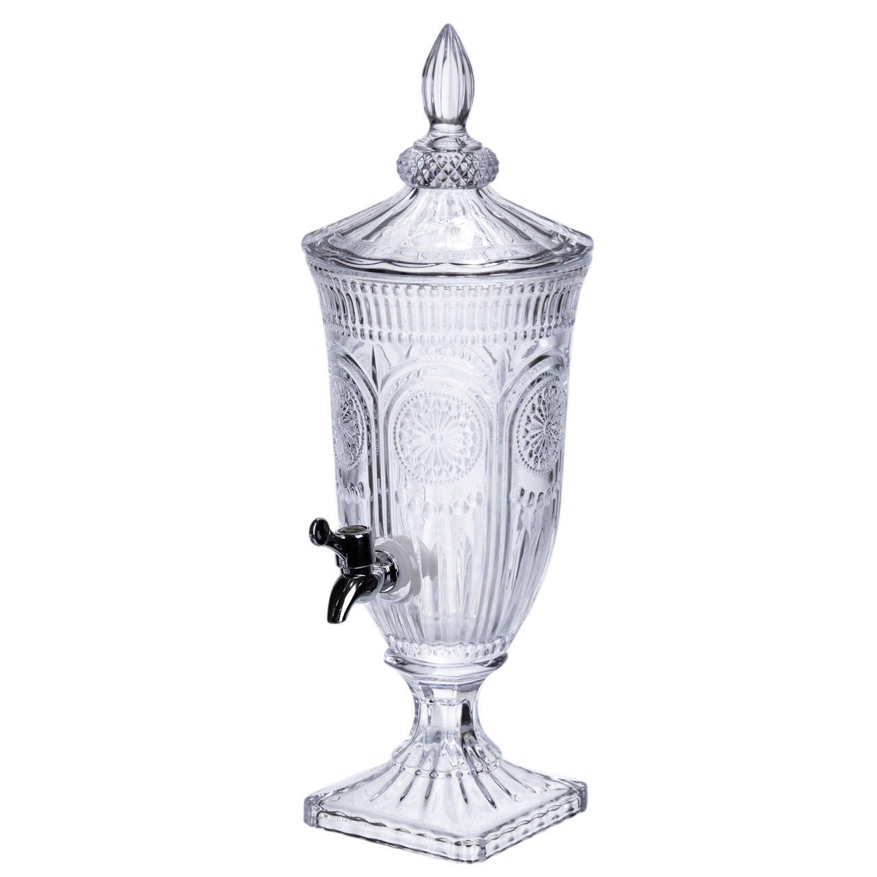 Лимонадниця із краном на підставці скляна із рифленого скла з візерунком 2 л 48х17 см Прозорий (HP-19-289)