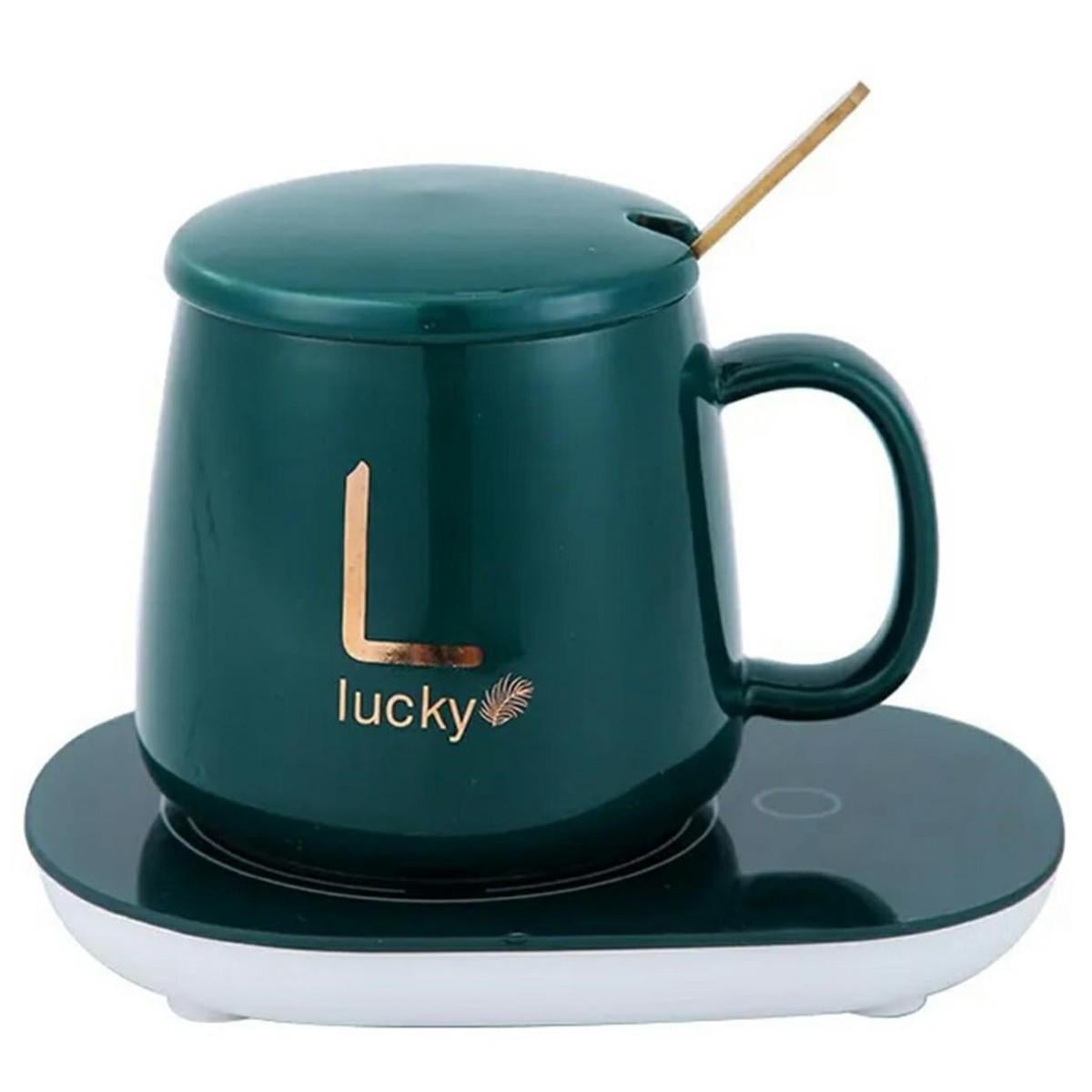 Чашка с подогревом на подставке Lucky керамическая с крышкой 400 мл