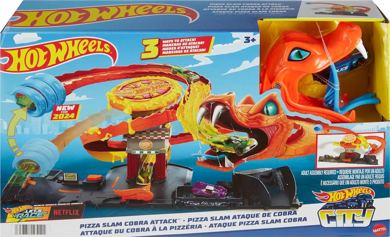 Трек Hot Wheels City Опасные существа Атака Кобры в Пиццерии (HTN81)