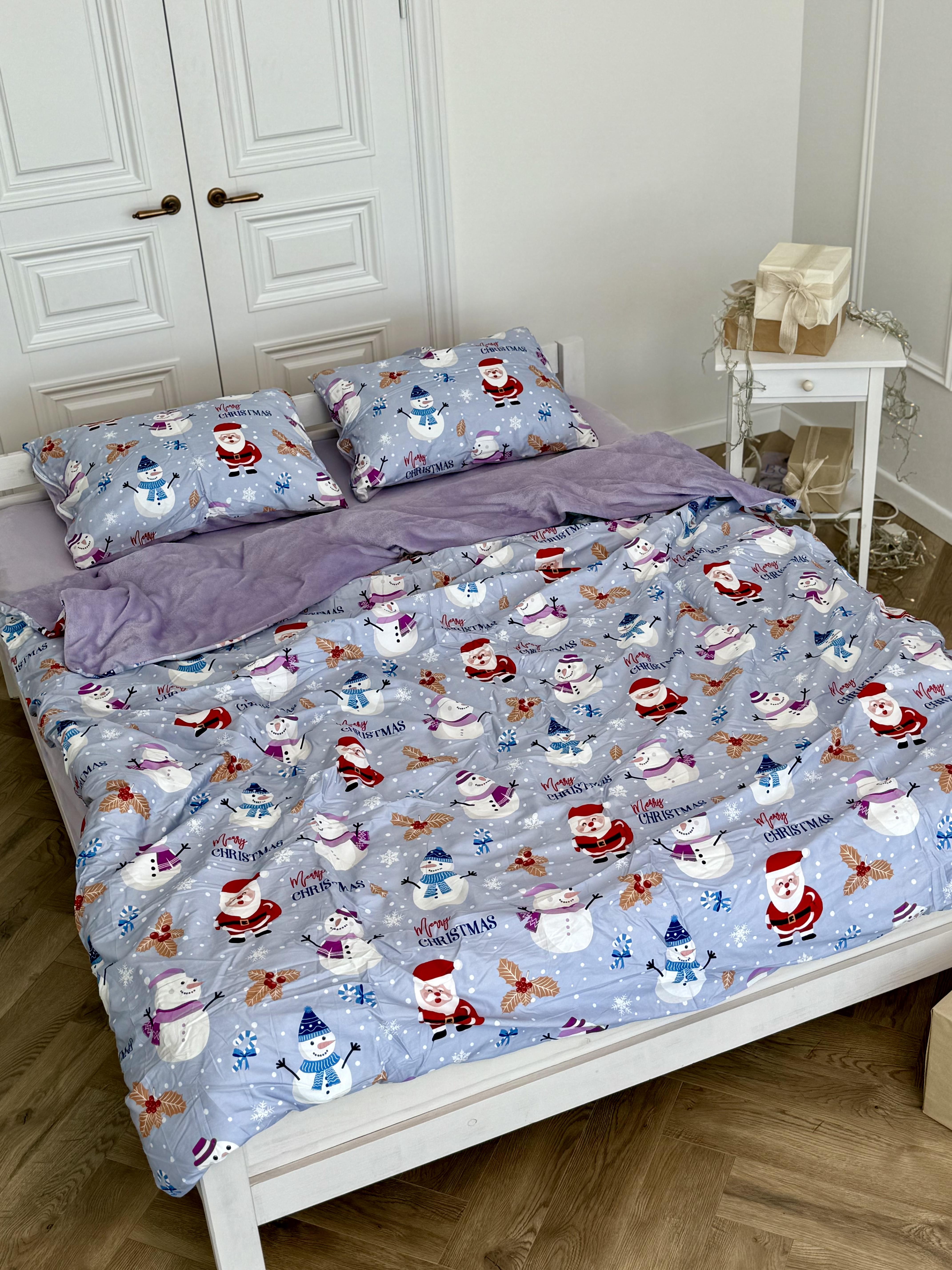 Комплект постельного белья Снежный Карнавал плюш/сатин полуторный/наволочки 50х70 см (9032) - фото 10 Комплект постельного белья Снежный Карнавал плюш/сатин полуторный/наволочки 50х70 см (9032) - фото 10