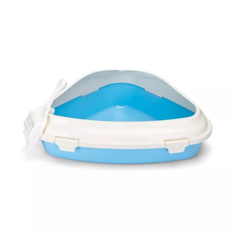 Туалет для котів трикутний із шпателем 52,1х38,4х18,3 см Синій (B40304Z39)