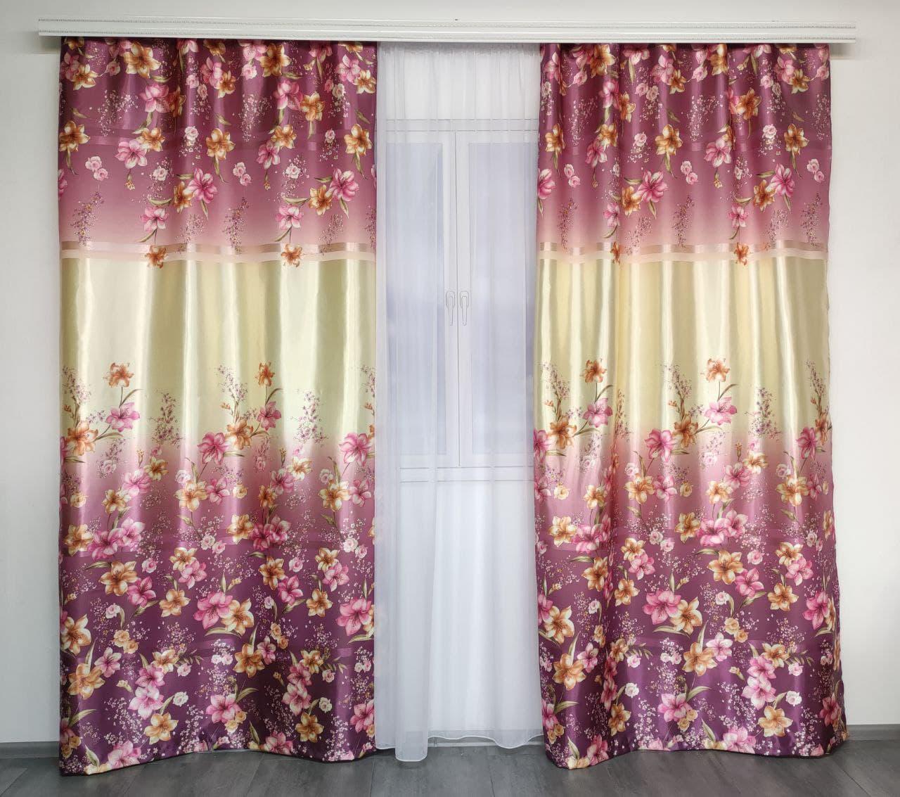 Штори ALBO з квітковим принтом 150x270 см 2 шт. Фіолетовий (SH-M650-2) - фото 2 Штори ALBO з квітковим принтом 150x270 см 2 шт. Фіолетовий (SH-M650-2) - фото 2