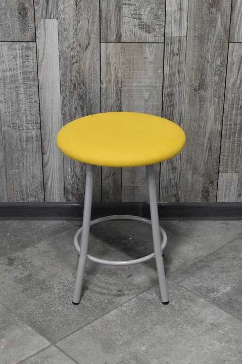 Табурет кухонний Муза металевий з м'яким сидінням 30х45 см Жовтий/Білий (28374178)