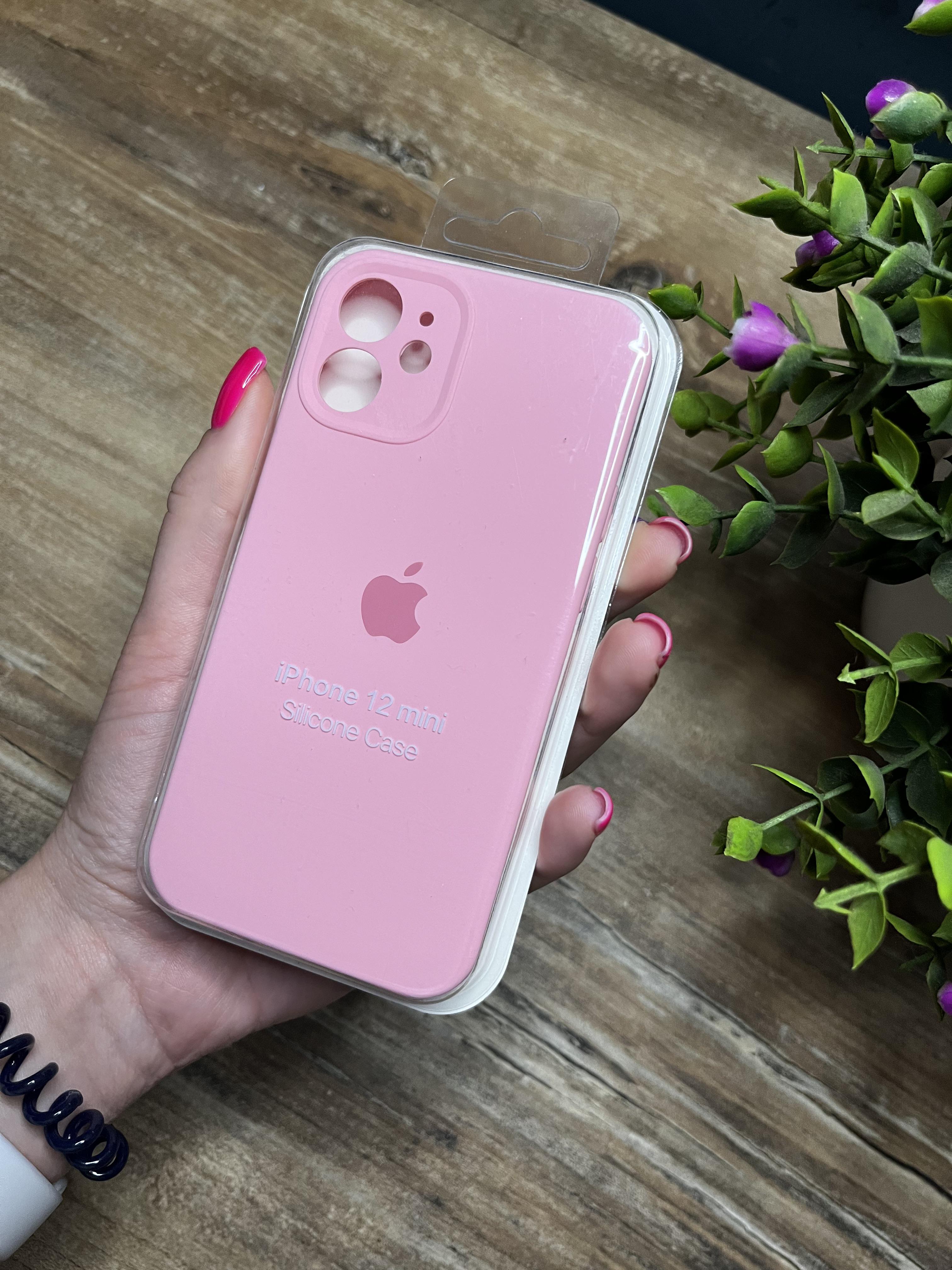 Чехол накладка на iPhone (Айфон) 12 Mini квадратные борта silicone case full camera Apple