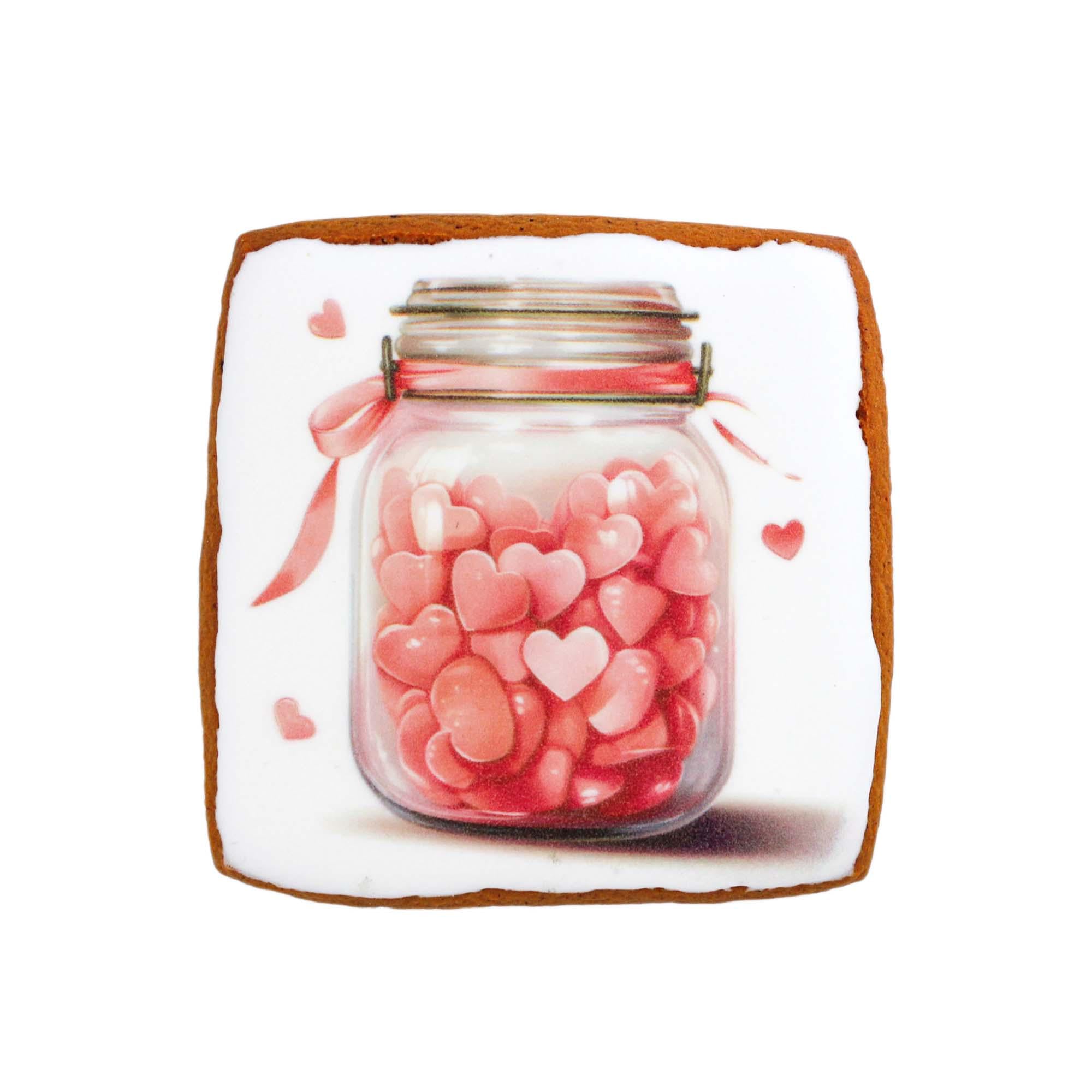 Пряник с принтом Крафт Пряник День святого Валентина "Баночка с сердечками" 45г