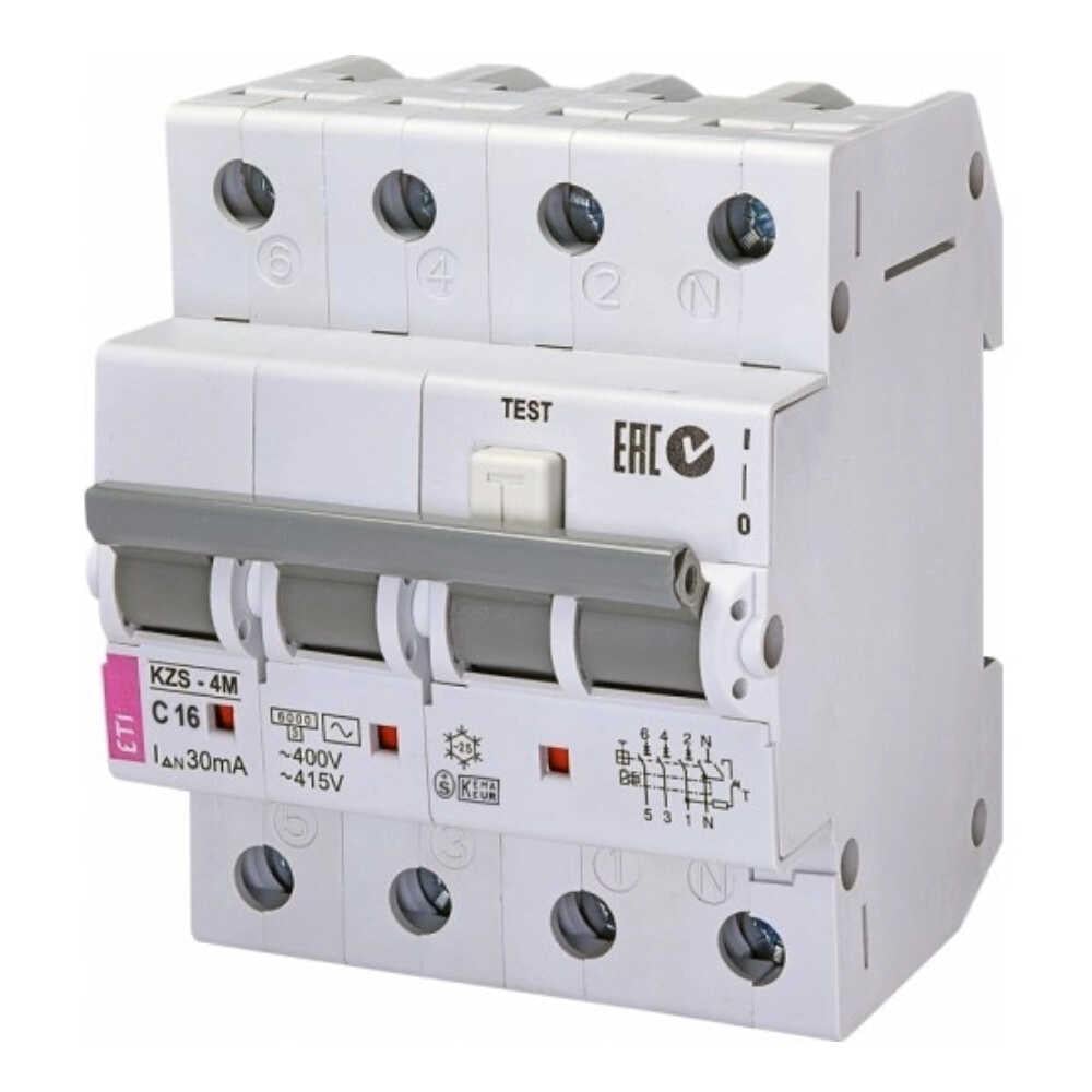 Дифференциальный автомат ETI KZS-4M 3P+N C16А 30мA тип AC (2174024)