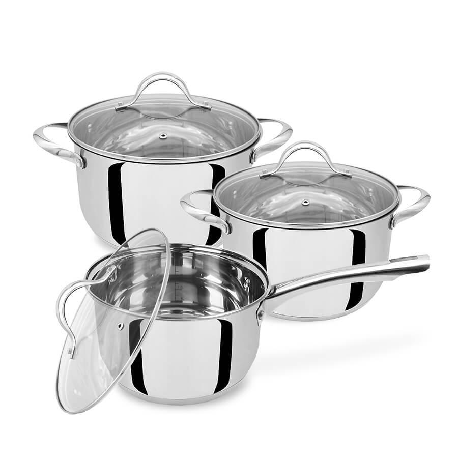 Набор кастрюль и ковша с крышками 6 шт. (MR-3519-6M)