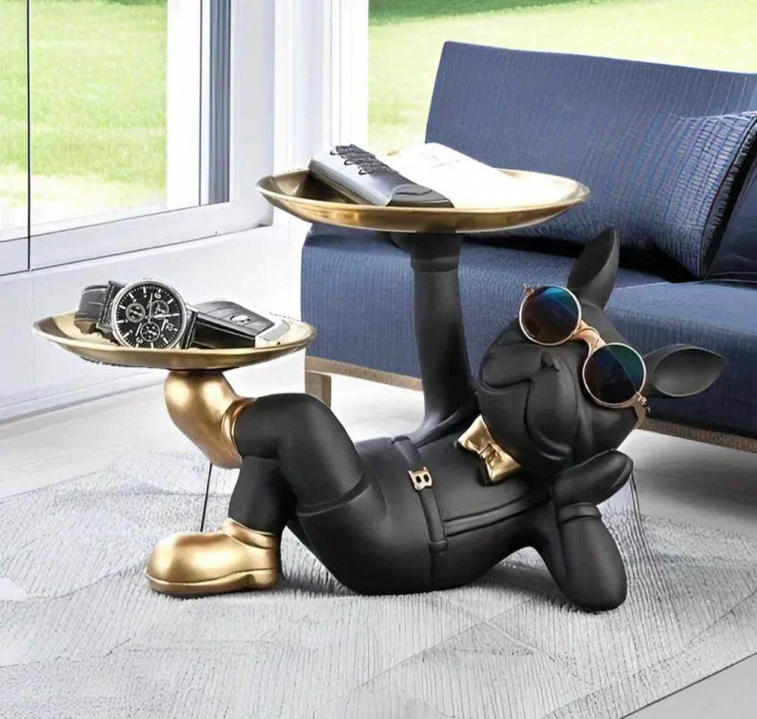 Статуетка ключниця-цукерниця Бульдог 33 см Чорний - фото 2