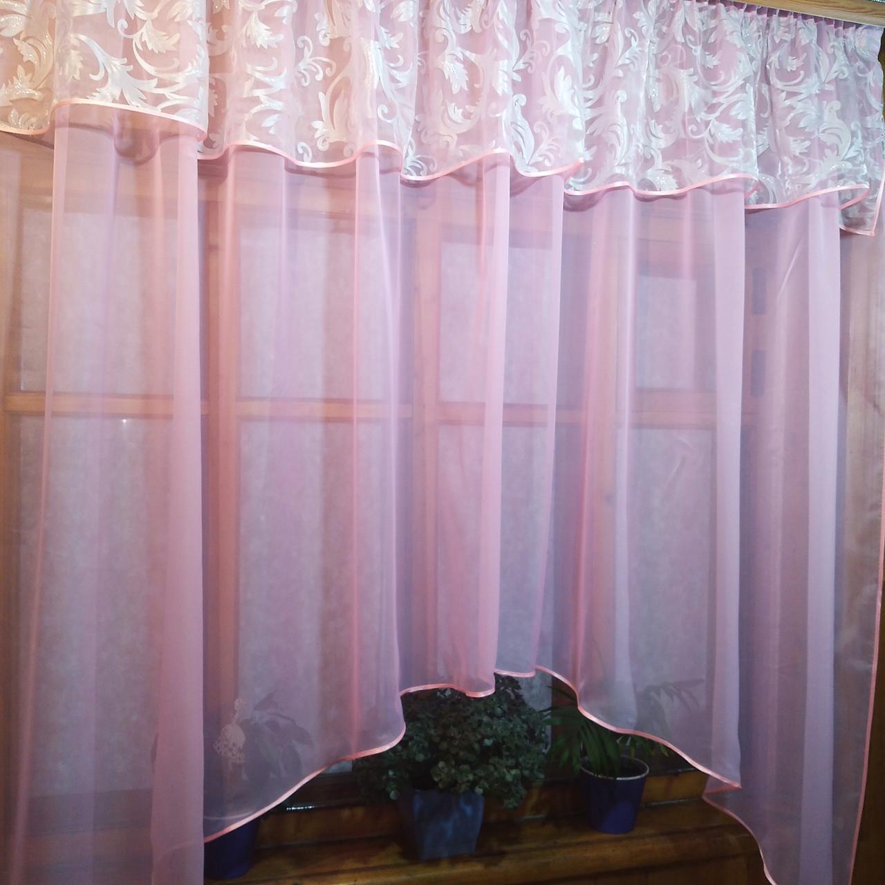 Кухонная занавеска короткая Летиция вензель Розовый (835282850) - фото 3 Кухонная занавеска короткая Летиция вензель Розовый (835282850) - фото 3