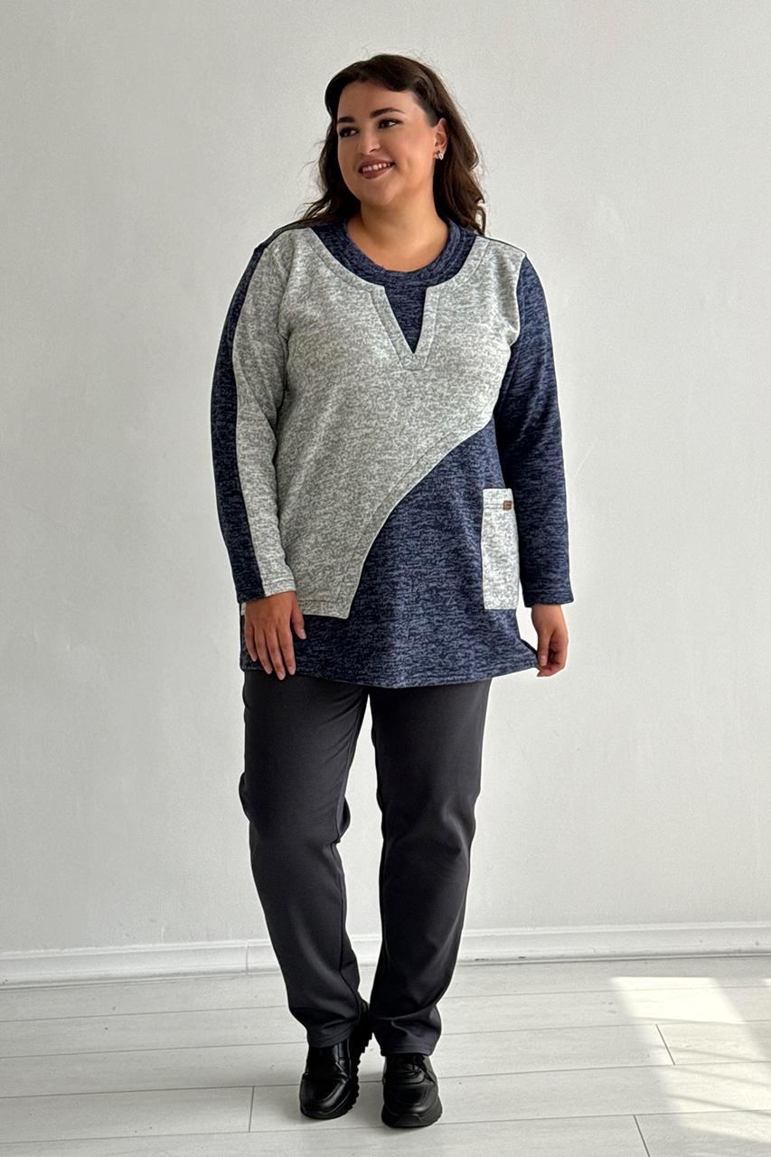 Туника флисовая PANNI Женя теплая с карманом р. 64-66 Синий (Р2508252286) - фото 3 Туника флисовая PANNI Женя теплая с карманом р. 64-66 Синий (Р2508252286) - фото 3