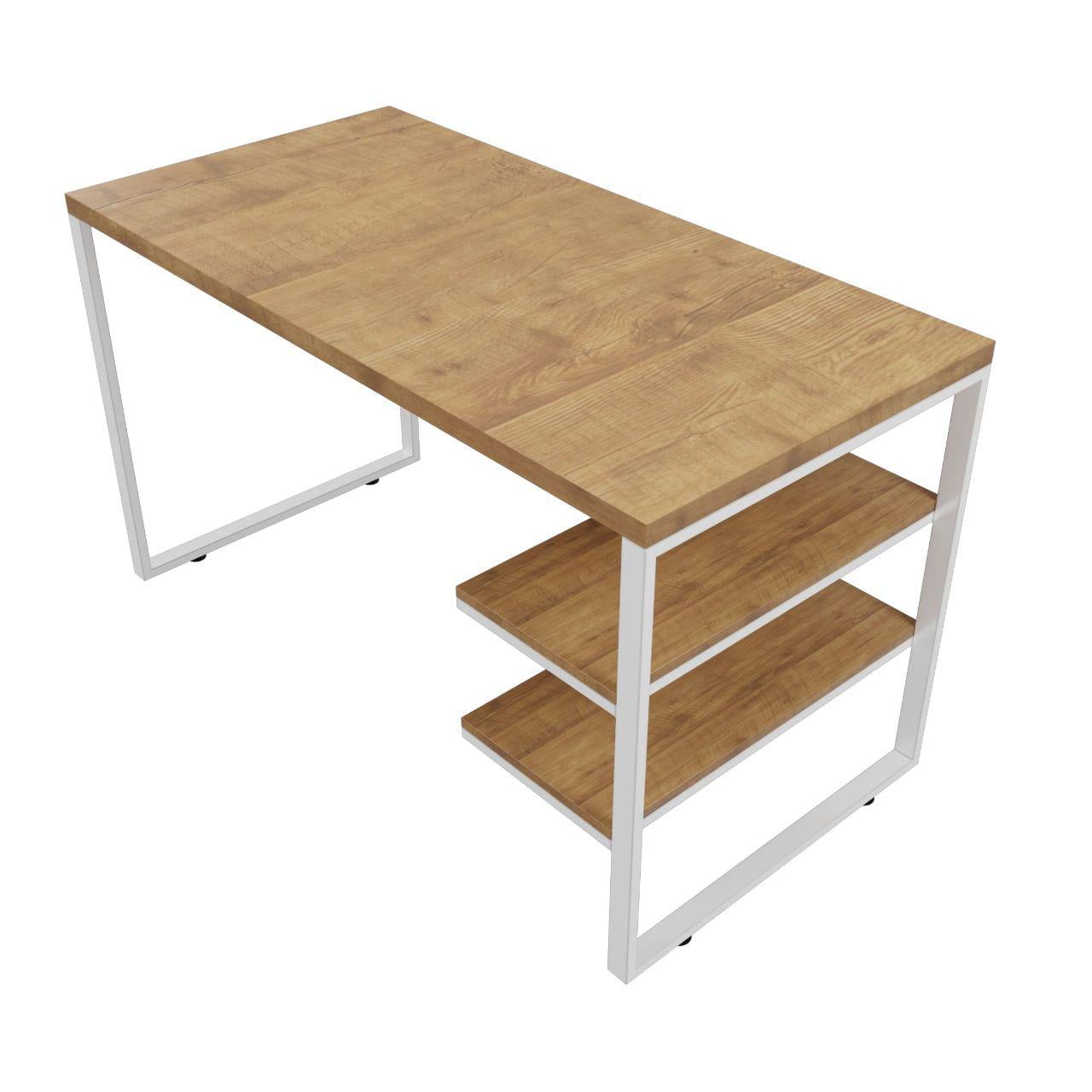 Стол офисный с полками Grid СПП-04 Loft 700х1400х740 мм Белый/Монтеверде (2575104275/К1135)