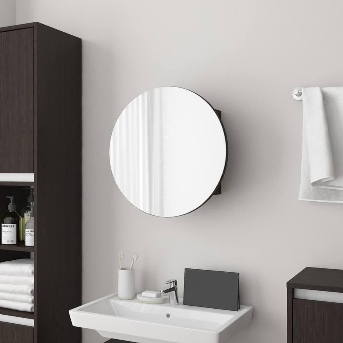 Зеркало круглое со шкафчиком 500х174х500 мм Венге (IDM-25w)