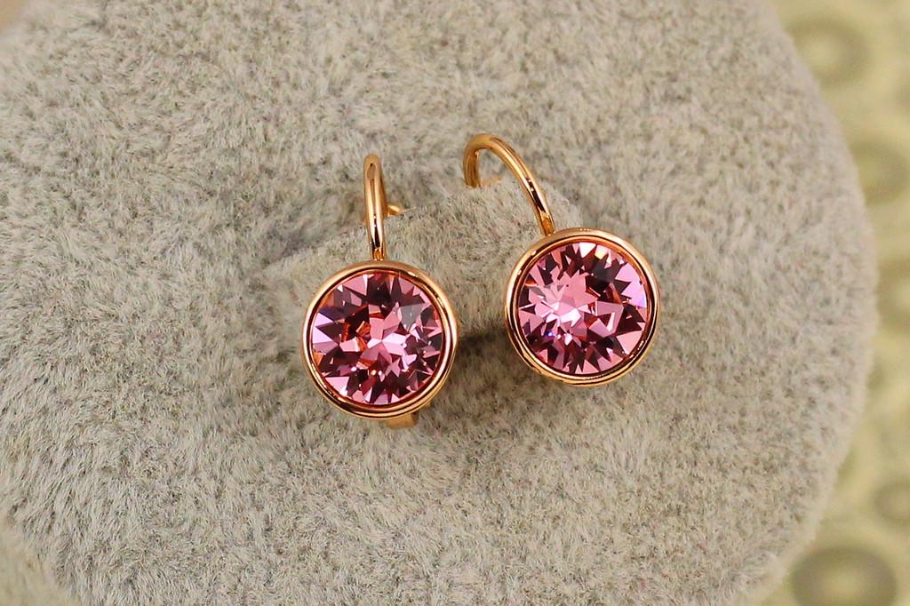 Серьги Xuping Jewelry Сваровская проза с розовыми камнями 1,5 см Золотистый (2584928536)